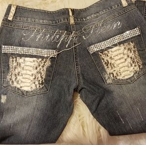 Designer Phillip Plein Blue Python Jean's